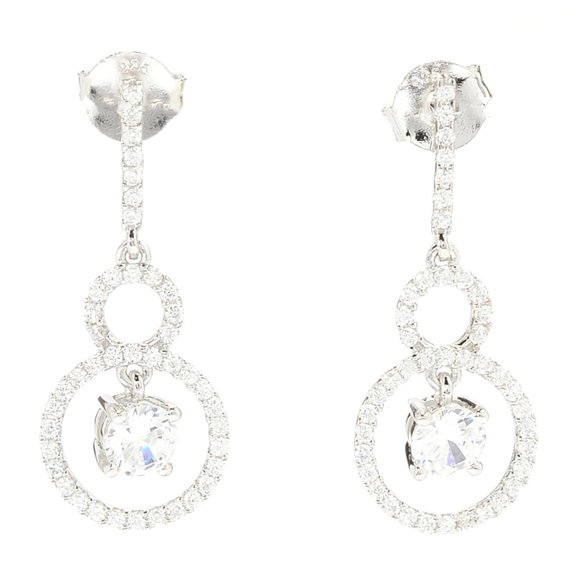 Brilliante Platinum Embraced 1.76 DEW Simulated Diamond Double Drop Earrings - Picture 1 of 11
